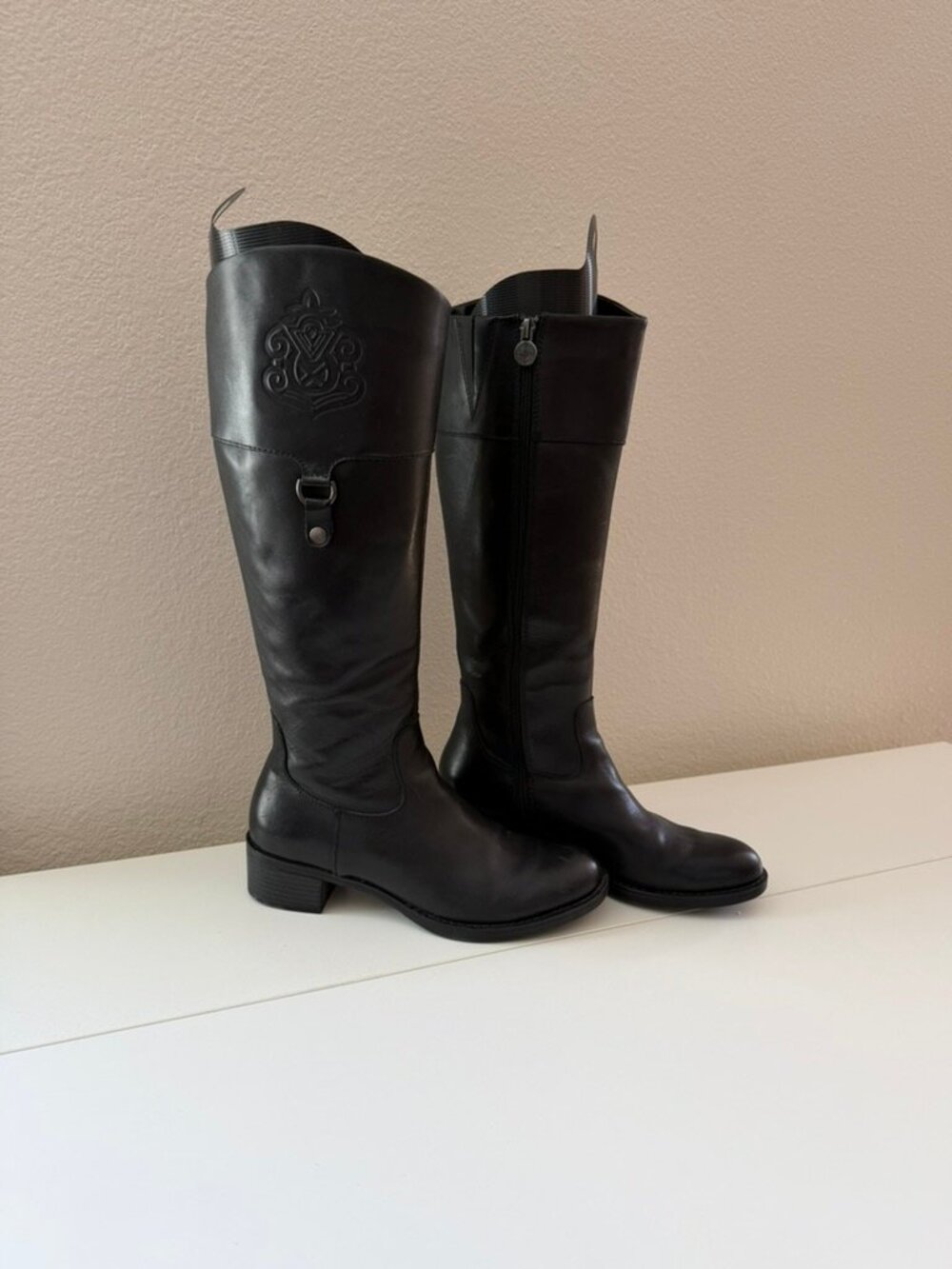Franco Sarto black tall leather women's boots Size 8